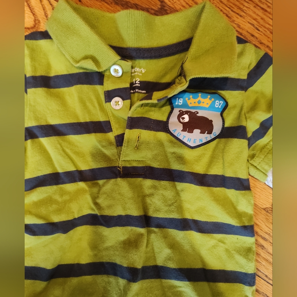 Carters 12 Mo. Striped Green and Grey Outfit - Picture 2 of 5